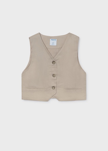 Gilet met knopen in linnenlook sand 
