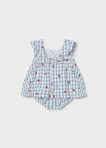 Geblokte jurk met bloomer lagoon 