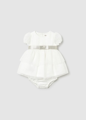 Tule feestjurk met bloomer cream 