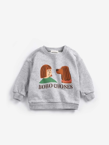 Sweatshirt ronde hals friends in trouble grey heather grey 