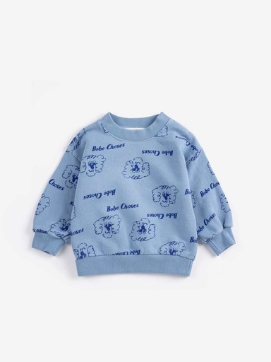 Sweat-shirt col rond pickles the dog bleu