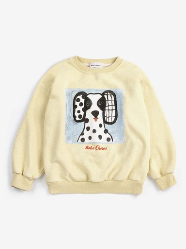 Sweat à col rond "Van Dog" jaune