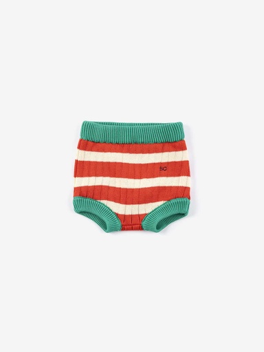 Short knitted striped culotte red 