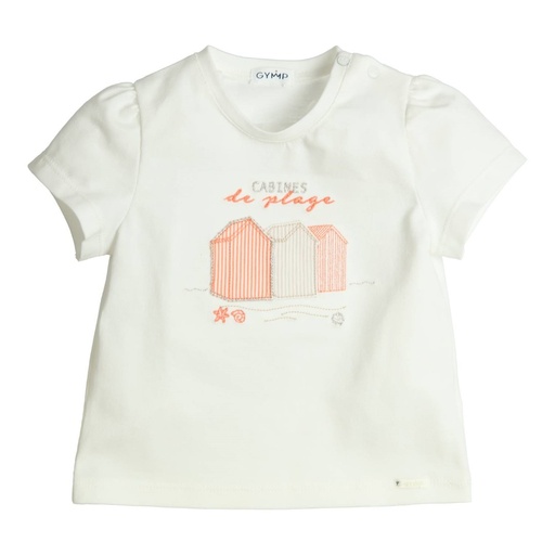 T-shirt aerobic beach cabins Off White - Orange 