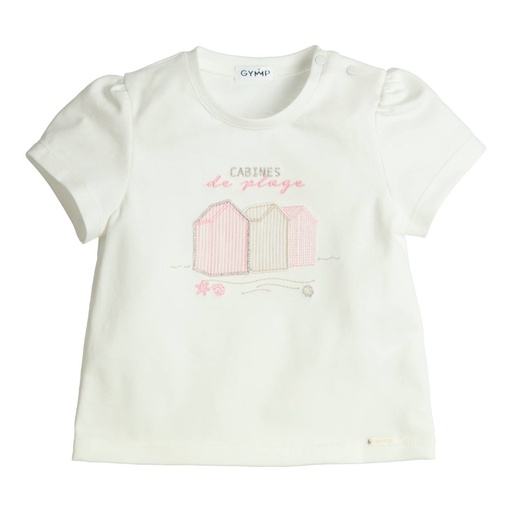 T-shirt aerobic beach cabins Off White - Old Rose 