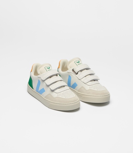 Trainers V-90 with velcro White Aqua Emeraude