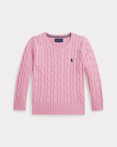 Trui kabel gebreide katoen (2j-7j) Carmel Pink 