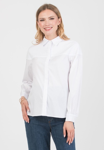 Zwangerschaps- en voedingshemd Carolina - stretch katoen white 