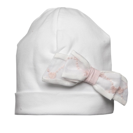 Chapeau noeud organza couture white-pink 