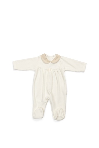 Crawler suit Elisa velour cream collar