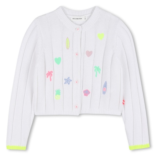 Wollen cardigan gebreid borduurlove wit 