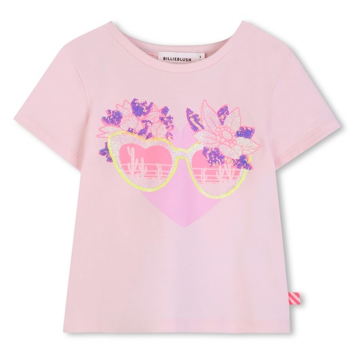 T‑shirt korte mouwen glitterprint sunnylook roze 