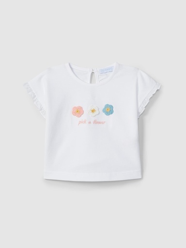 T-shirt pick a flower white 