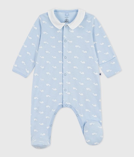 Pyjama en coton avec col et imprimé baleine Toudou/Marshmallow 