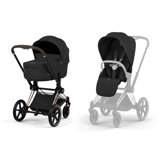 Pushchair set Priam comfort rosegold (incl. carrycot and buggy seat) sepia black 