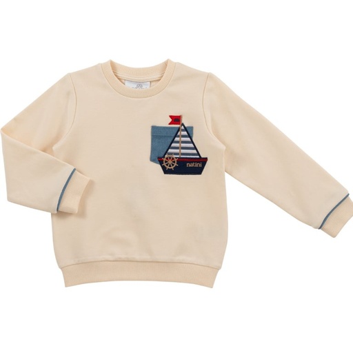 Sweater met zakje boot cream 