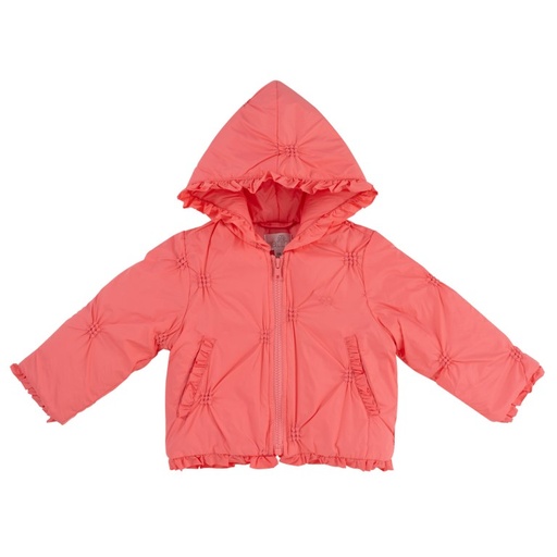 Jas met ruches en kap Babou Raspberry 