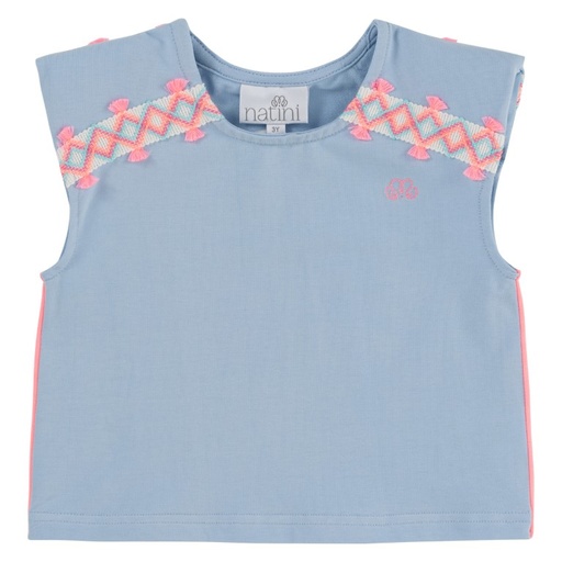 Top met geborduurde details Rory light blue 