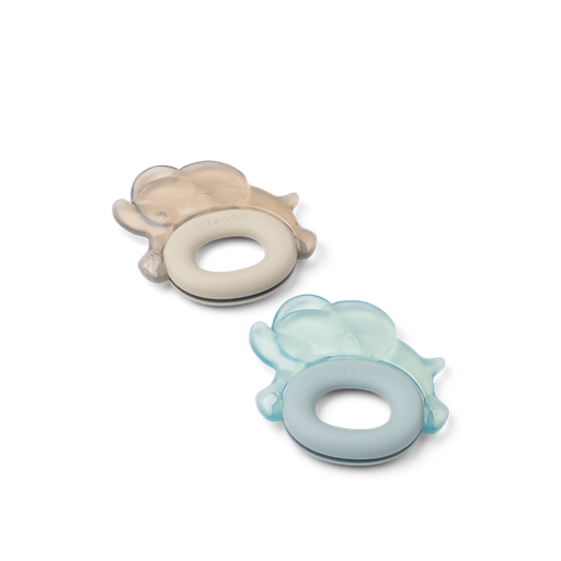 Koelende bijtring Rita olifant (2 stuks) Sandy / Dove Blue ONE SIZE
