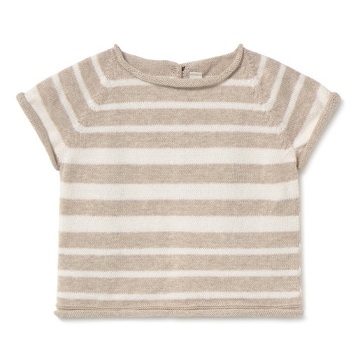 Pull Vincent Striped - 100% coton - sans couture cream-toasted 