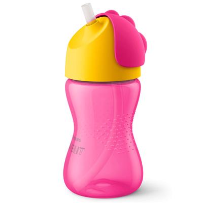 Drinking cup with straw 300ml roze 