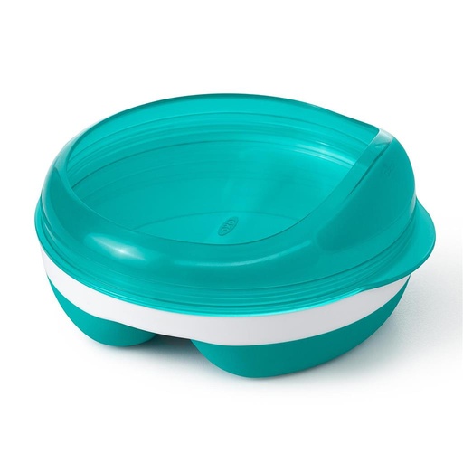 Plate with 2 compartments teal (turqoise) 