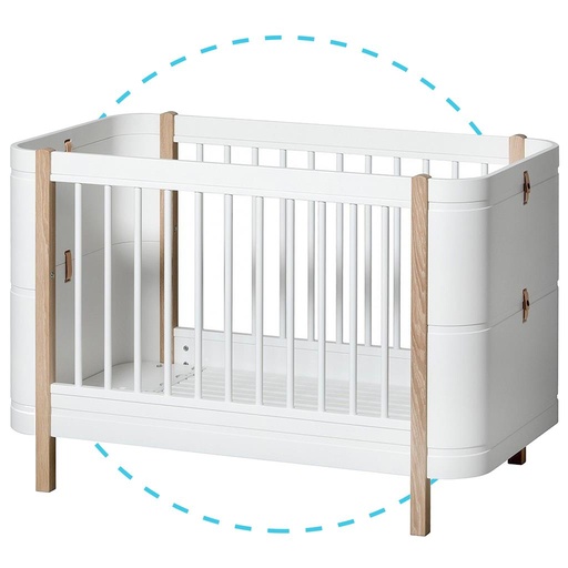 Cot Mini+ with junior kit white-oak