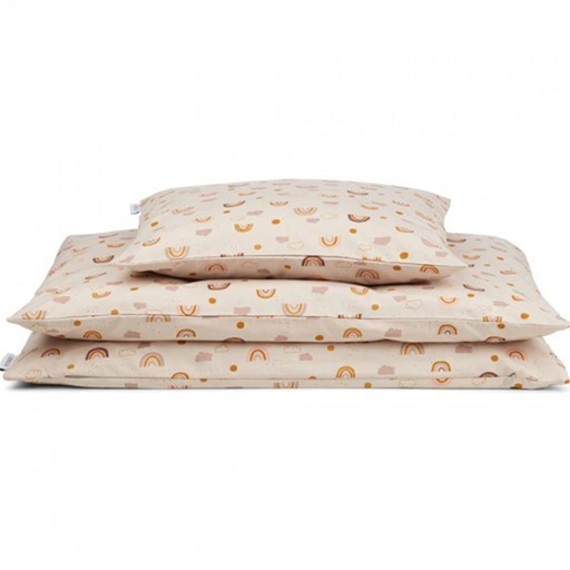 *Donsovertrek (100x140) bed Ingeborg print rainbow love (sandy)