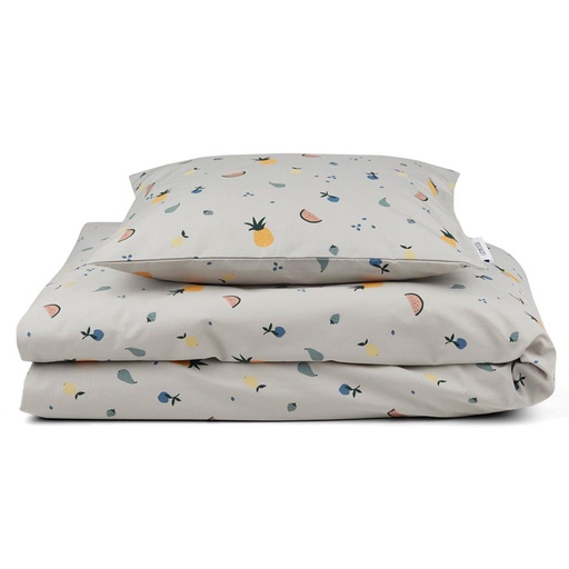 *Donsovertrek (100x140) bed Ingeborg print fruit dove blue