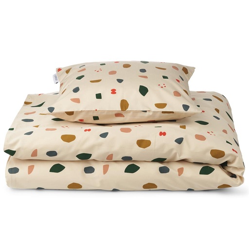 *Donsovertrek (100x140) bed Ingeborg print geometrix foggy mix