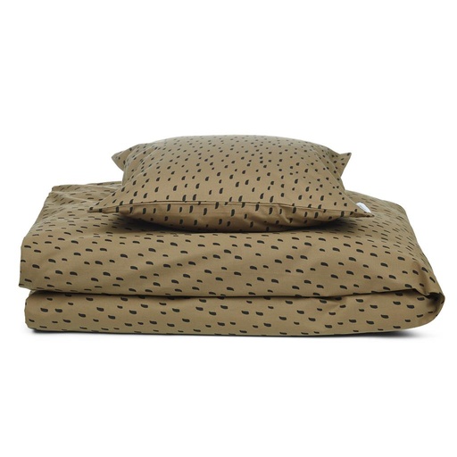 Donsovertrek (100x140) bed Ingeborg print graphic stroke-khaki 