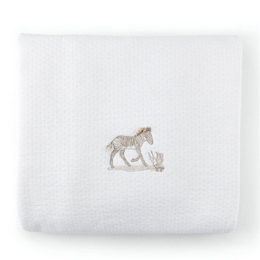 Couverture de baptême gaufrée (100x135cm) safari (blanc-camel)