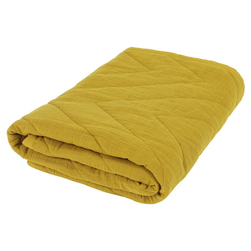 Dekentje (katoen, quilted) bliss mustard