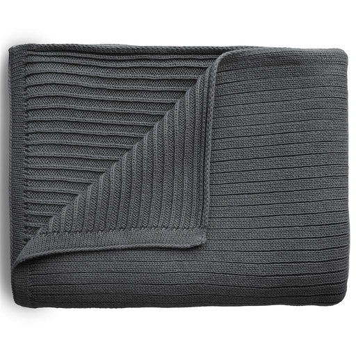Deken ribbed dark gray melange 