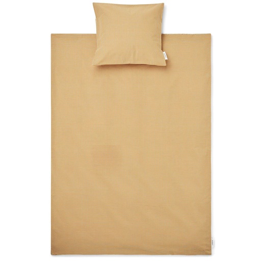 *Donsovertrek (100x140) Ingeborg y/d check: golden caramel - sandy