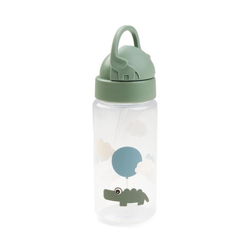 Drinking cup with straw Happy clouds green 