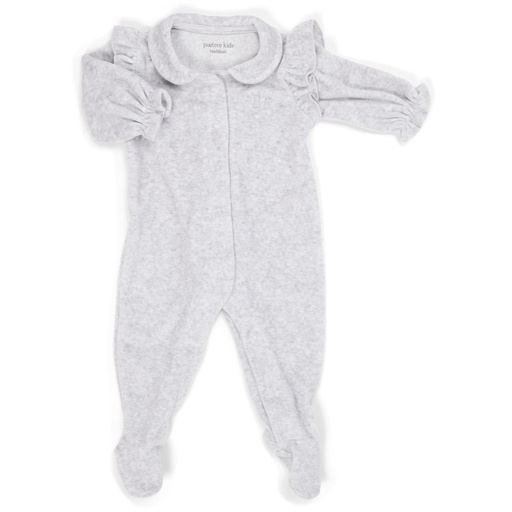 Kruippakje velours ruffles light grey 