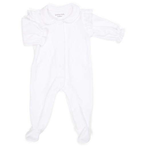 Combinaison chenille à volants en velours white 