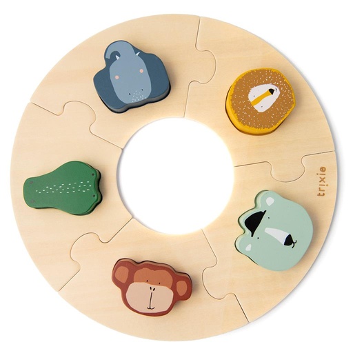 Puzzel rond hout multi color