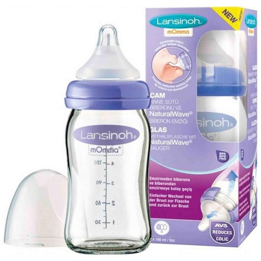Feeding bottle natural wave (glass, 160ml)  