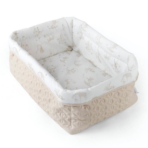 Changing basket for nappies - Quilted safari (camel)