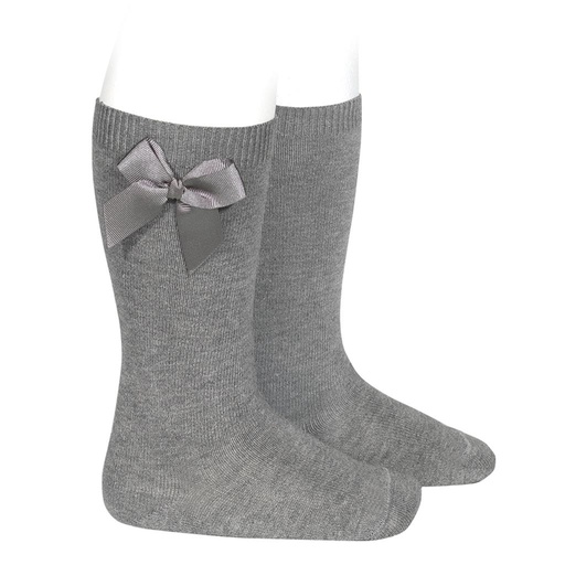 Knee socks with bow lightgrey 