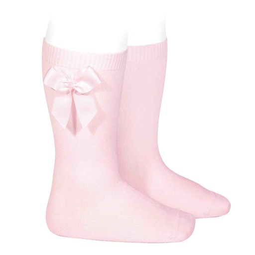 Chaussettes à genoux avec noeud baby roze 