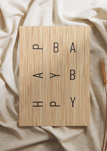 Greeting card happy baby (wood) 