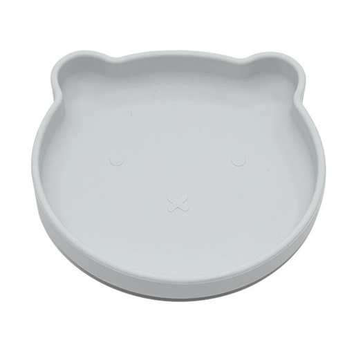Plate with suction cup (bear) grey 