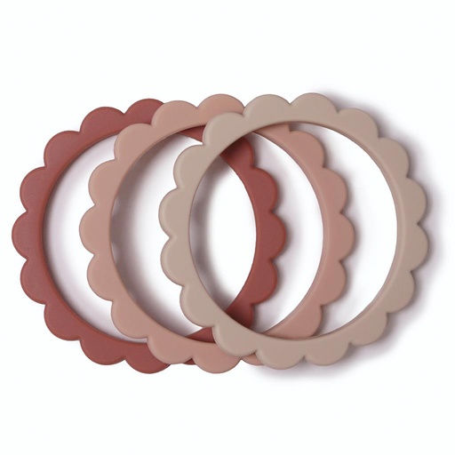 Teething bracelet flower (3 pieces) blush-rose-shifting sand 