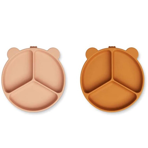 Plate 3 compartments (2-pack) Stacy mustard - tuscany rose mix 