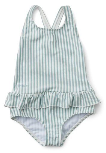Badpak Amara stripe: sea blue - white 