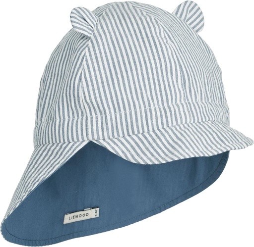 Chapeau de soleil Gorm réversible avec protection du cou stripe: blue wave - creme de la creme 