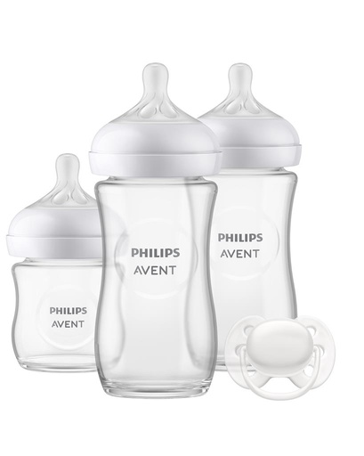 Starterset Natural 3x zuigfles glas + fopspeen  
